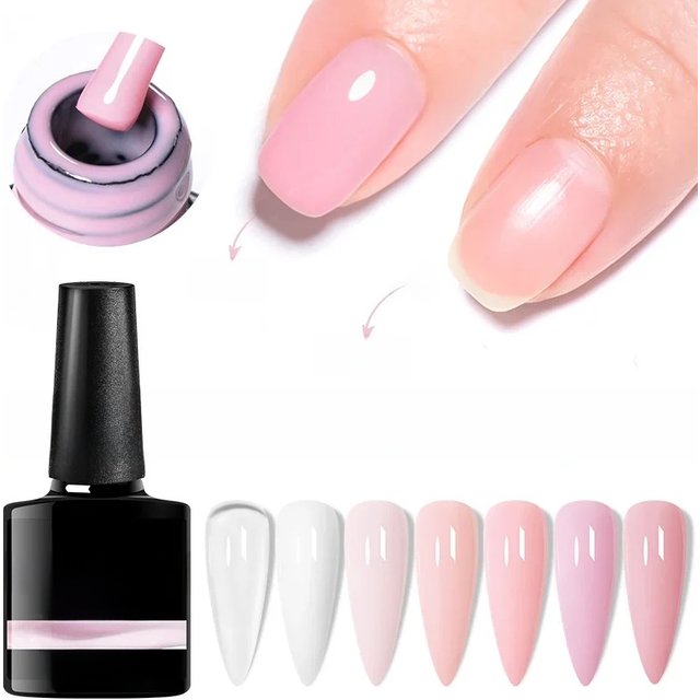 8ml Nude Rubber Base Gel Nail Polish Semi Permanent 2 In 1 Function UV Gel French Style Nail Art Varnish Soak Off UV LED DIY
