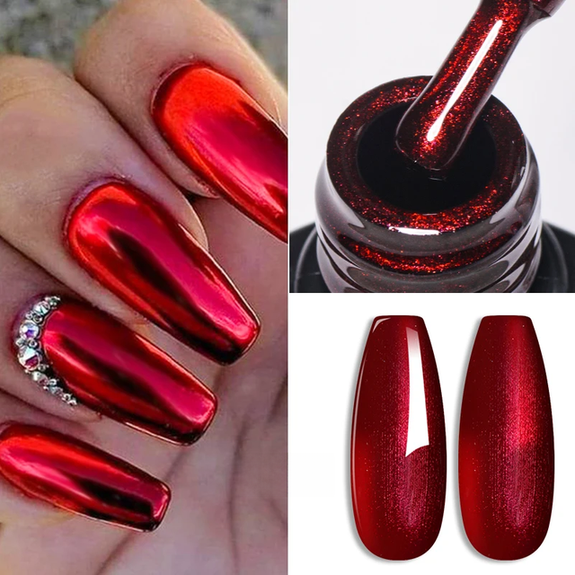 Mtssii Metal Gel Nail Polish Red Rose Mirror Enamel Gel Uv Led Semi Permanent Glitter Varnish Professional Art for Manicure