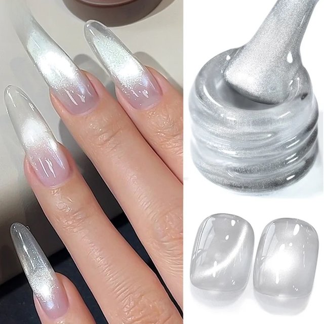 BORN PRETTY 10ml New Flash White Crystal Cat Magnetic Gel Nail Polish Moonlight White Magnetic Lasers Semi-permanent UV Gel