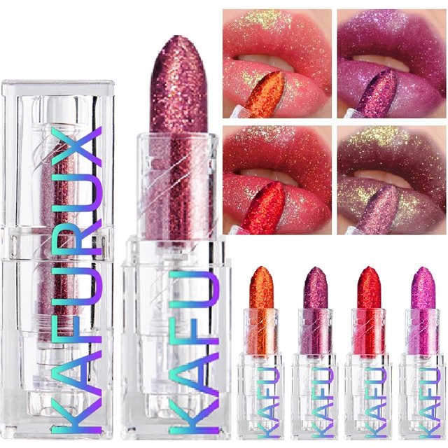 Multi-color Glitter Lipstick Beauty Girl Diamond Waterproof Lip Tint Long Lasting Shimmer Lip Makeup Red Rose Pearlescent Lip