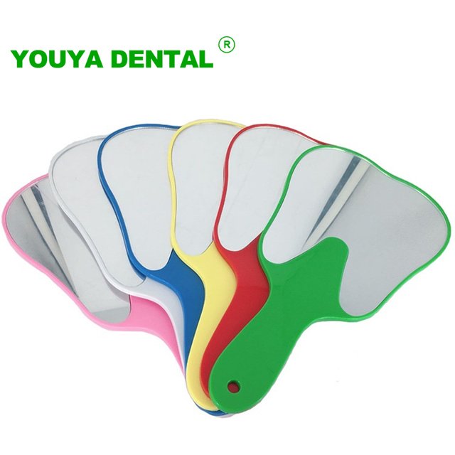 1PC Cute Handle Dental Mirror Unbreakable Mouth Teeth Mirror Plastic Makeup Mirror Tooth Shaped Dental Accessories Dentist Tools