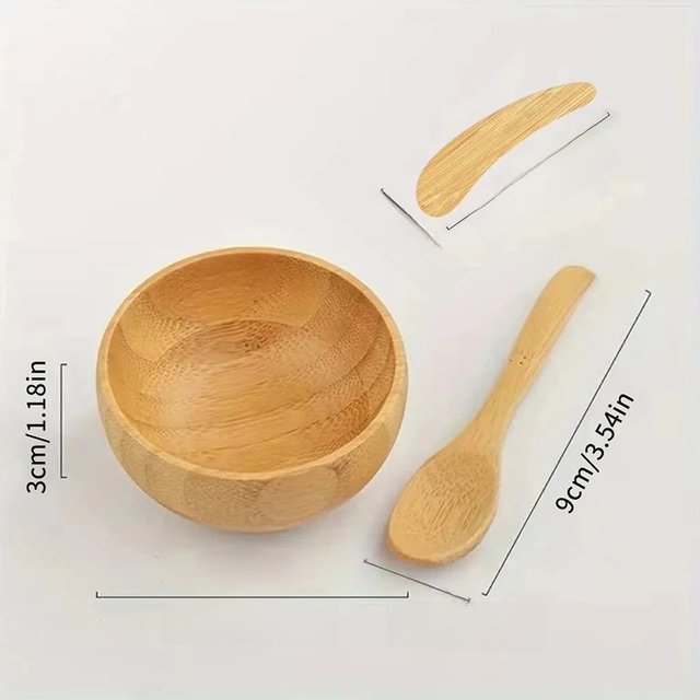 1/2/3pcs Mini Size Bamboo DIY Face Mask Mixing Bowl with Spoon Aromatherapy Bowl Set Massage Oil Face Care Makeup Tool Kits
