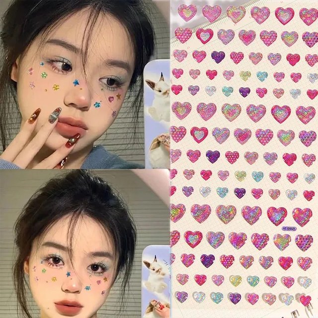 New 3D Heart Rhinestone Face Diamonds Sticker Face Gems Jewels Stickers Makeup Crystals Glitter Face Festivals Accessories