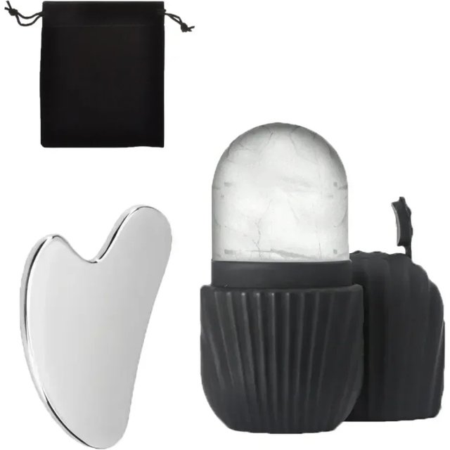 1/3PCS Ice Face Roller Stainless Steel Gua Sha Board Set Face Massage Tool Facial Massager Face Lifting Beauty Skin Care Tools