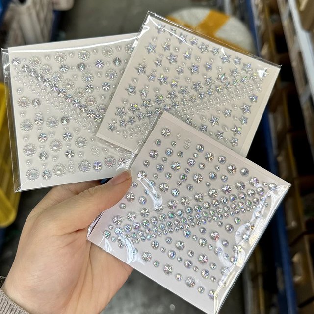 3D Mermaid Crystal Rhinestone Pearl Face Tattoo Stickers Self-Adhesive Aurora Star Gems for DIY Hair Nail Body Crafts Eye Makeup
