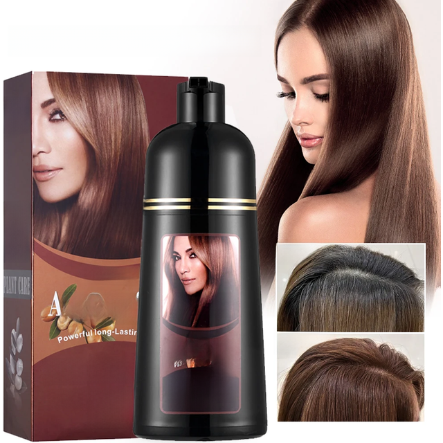 Mokeru Argan Oil Natural Long Lasting Black Brown Permanent Hair Dye Shampoo For Gray Hair Caramel Coffee Magic Fast Color Dye