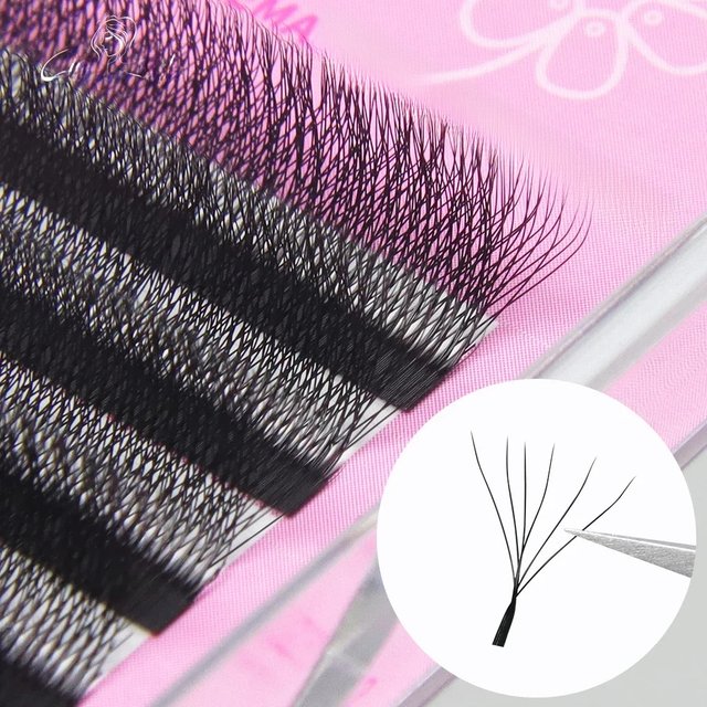 GLAMLASH 6D-W Shaped Eyelash Extension Premade Volume Fans Clover W Style Lashes False Mink Soft Easy Faning Natural Makeup Tool