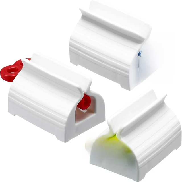 3Pieces Rolling Tube Toothpaste Squeezer Toothpaste Seat Holder Stand Rotate Toothpaste Dispenser for Bathroom (Mix Color)