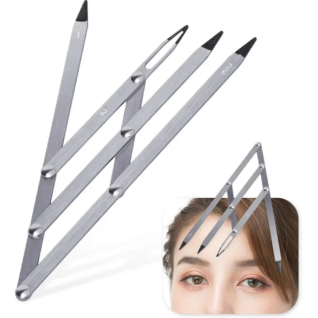 Eyebrow Caliper 3-Point Position Ruler Microblading Tattoo Stencil Metal Balance Template Adjustable 3D Permanent Makeup Supply