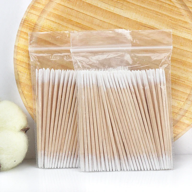 100/300Pcs Disposable Ultra-small Cotton Swab Brush Lint Free Micro Wood Makeup Brushes Eyelash Extension Glue Removing Tools