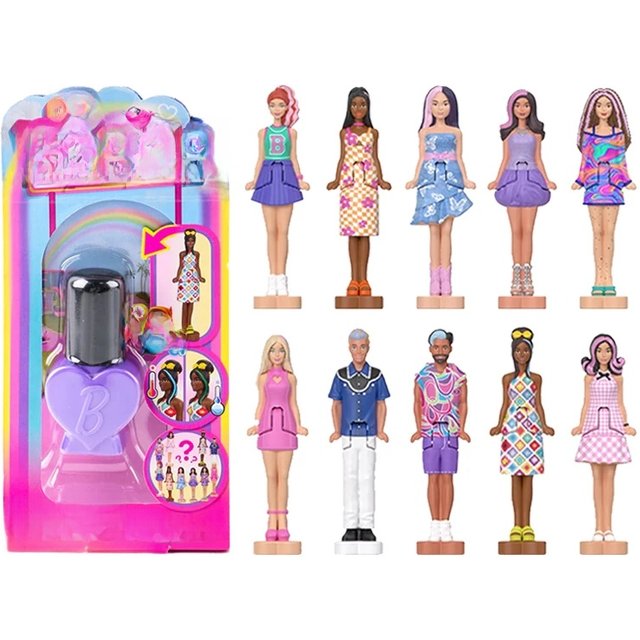 Original Mini BarbieLand Fashion Icon Dolls Color Reveal Micro Figure Girls Toys Fashionista Nail Polish Shell Shape Accessories
