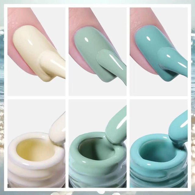 Gel Nail Polish Set 15ml Spring and Summer Milk White Mint Green Nude Varnish Gel Lacquer Top Coat for UV LED Curing