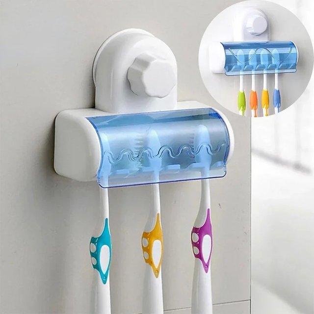 1pc Stylish Wall Mounted Toothbrush Holder with Suction Cup - Keep Your Toothbrush Organized and Accessible in the Bathroom