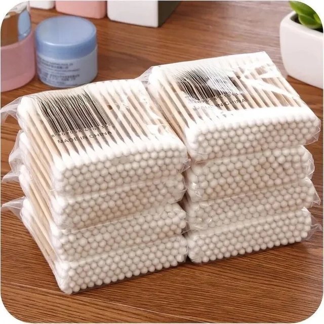 100pcs/500pcs Double Head Wood Cotton Swab Nose Ears Cleaning Women Makeup Tools Lipstik Cotton Buds Tip Sticks
