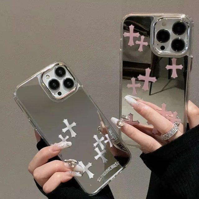 Luxury Makeup Mirror Jesus Christ Cross For iPhone11 12 13 14 15 16Pro Max 15Pro 16Pro 14Pro Mirror Face iPhone Case Hard Cover