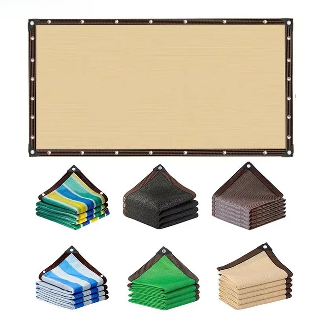 Outdoor Garden Camping Hiking Car Tent Awning Sunshade Net High Density Polyethylene Gardening Shade Cloth Sunscreen Net Beige