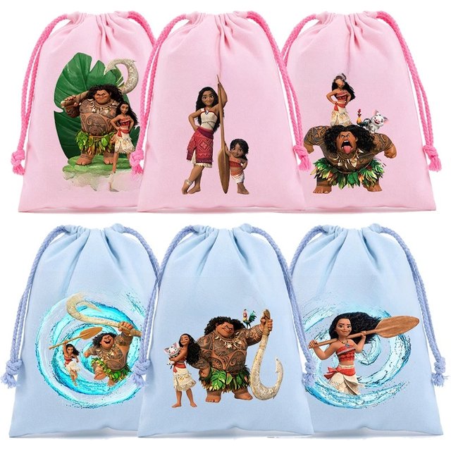 Disney Moana Gift Bag Kids Anime Drawstring Pouch Candy Toys Cosmetics Storage Package Student Pencil Case Children Coin Purse