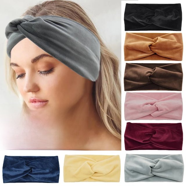Velvet twisted elastic yoga headband washing face and makeup headband