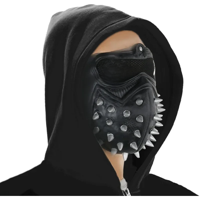 Game Watch Dogs 2 WD2 Mask Marcus Holloway Wrench Cosplay Rivet Face Mask Half Face PVC Plastic Mask Party Cosplay Props