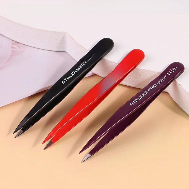 STALEKS Eyebrow Tweezers Professional Stainless Steel Beard Clips Hair Removal Tweezer Eyelash Extension Makeup Tools TE-11-5