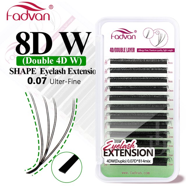 Fadvan 8D W Shape Lashes Extension Two Tips 4D Premade Fan Eyelash Faux Mink Makeup Supplies