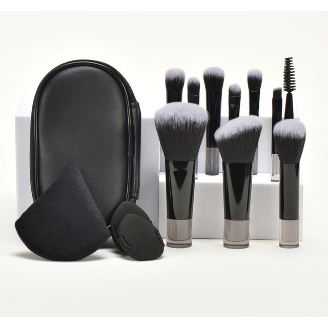 10 black Mini makeup brush Travel portable Makeup Tool Makeup Puff - Palm Brush Professional Makeup tool set