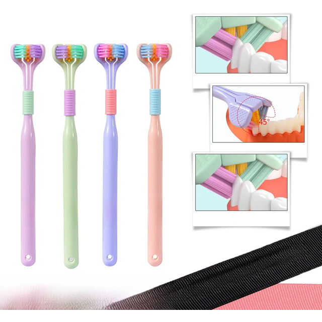 360° 3-in-1 Toothbrush Soft High Quality Three Head Toothbrush PBT Bristle Teeth Whitening Teethbrushes Adult Dental Oral Care