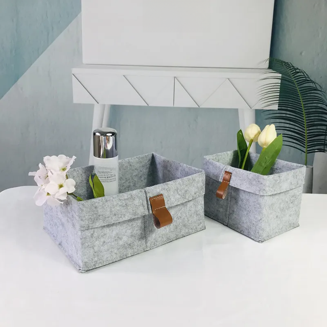 Desktop Storage Baskets Felt fabric Bedroom countertop Organize Basket Pen holder Sundries Cosmetics Storage,Basket of flowe