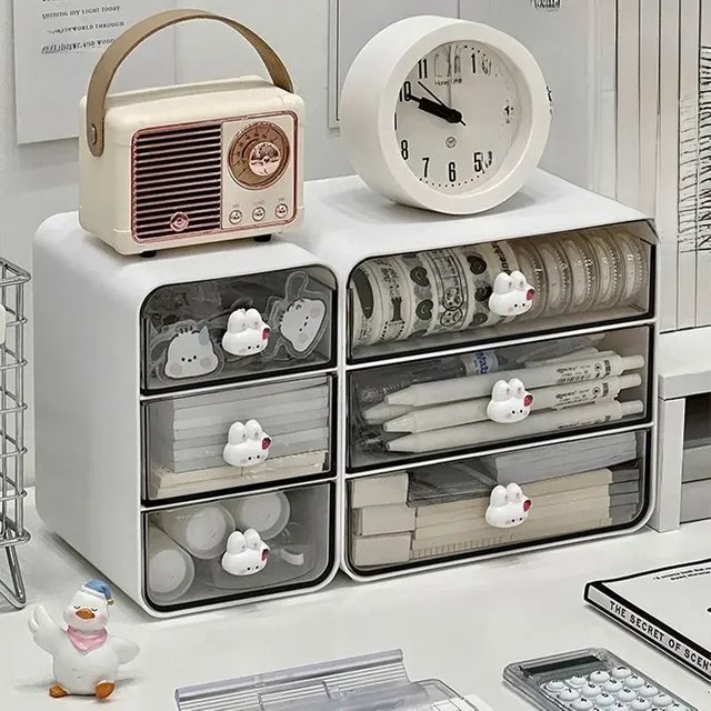 Desktop Drawer Box Desk Pen Holder Hair Accessories Storage Shelf Cosmetic Stationery Storage Box Home School Office Organizer