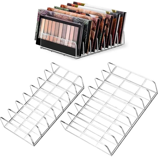Acrylic Eyeshadow Palette Makeup Organizer 7-Section Makeup Palette Organizer Cosmetics Storage Holder for Eyeshadow Palettes