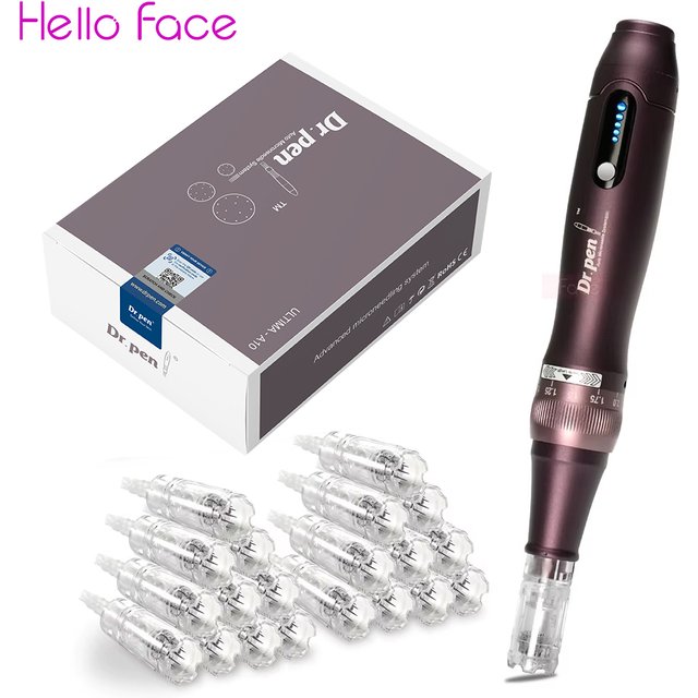 Dr pen Ultima A10 With 12 pcs Cartridge Wireless Derma Pen Skin Care Kit Microneedle Beauty Machine Needle Length 0.25 mm