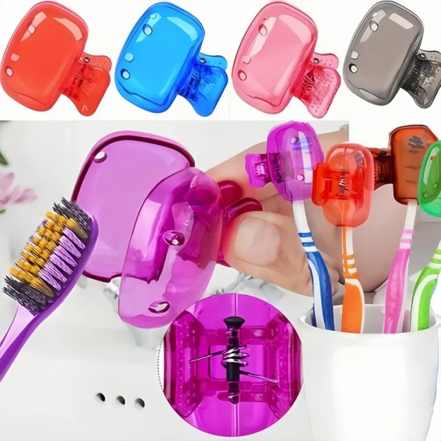 4 Portable Travel Toothbrush Head Protective Cover Electric Toothbrush Cap Dustproof Bathroom Organizer Brush Shell Plastic Clip