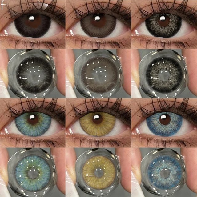 FUNSACHY 1pair Bloom Black Contact Lenses for Eyes Natural Cosmetic Brown Gray Pupil Eye Lens Color Lens Fashion Beauty Yearly