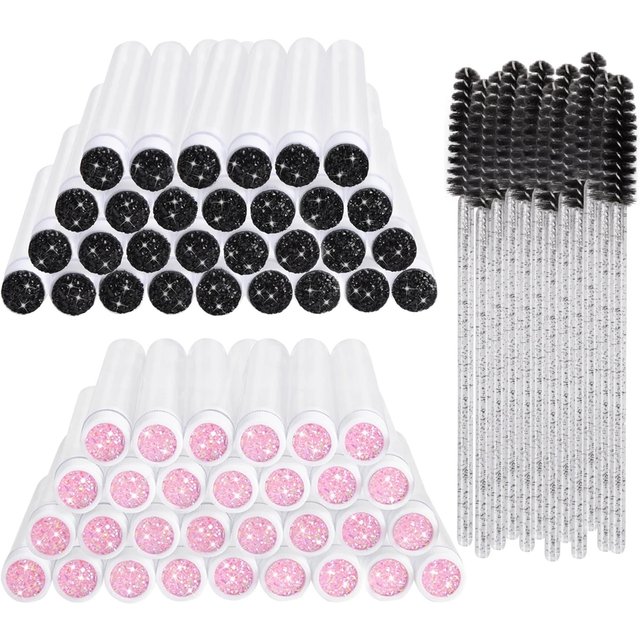 25/50Pcs Eyelash Brush Tubes Crystal Lash Mascara Wands Eyebrow Comb Spoolies Container Lashes Brushes Applicators Makeup Tools