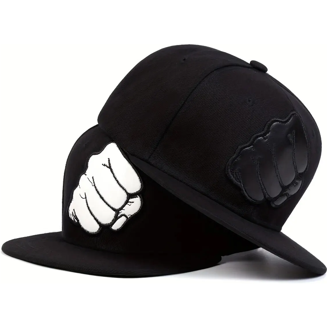 Unisex Leather Label Fist Embroidery Hip-Hop Hats Outdoor Adjustable Casual Baseball Caps Sunscreen Hat