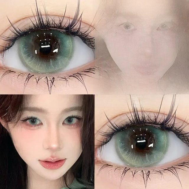 OVOLOOK-2PCS New Green Prescription Contact Lenses Fashion Pupils Cosmetics Eye Color Lenses Myopia Colored Contact Lenses Blue