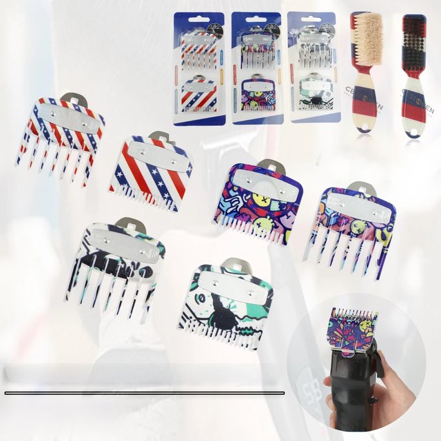2PCS Graffiti Barber Limit Combs Set Professional Haircut Guide Comb Universal Hair Clipper Guards Attachment Salon Styling Tool