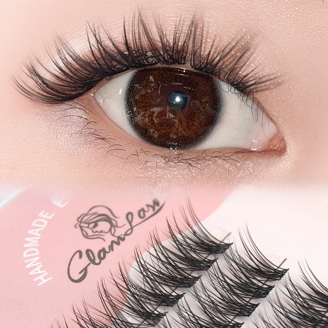 GLAMLASH Cluster Lashes Individual Soft Eyelashes Extension Premade Volume Fans False Russian Strip Lash Makeup Wholesale