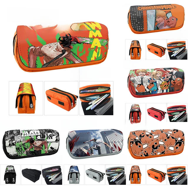 Anime Chainsaw Man Pencil Case Denji Pochita Power Makima Students Stationary Box Pencil Bag Make Up Pouch School Supplies Gift