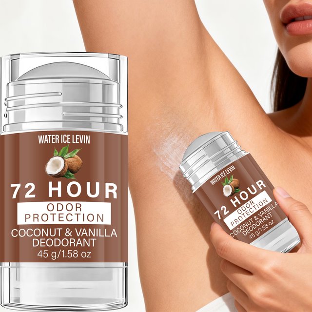 Water Ice Levin Deodorant Stick Coconut Vanilla Scent 72H Odor Protection Natural Gentle Refreshing Body Care Product 45g