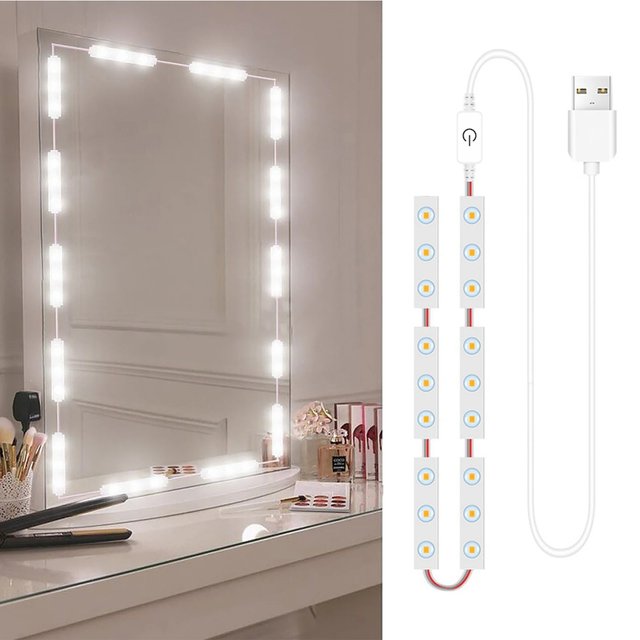 USB LED Strip Lights Dressing Mirror Makeup Mirror Lights Dimmable Touch Control Vanity Mirror Lights Bathroom Mirror Light