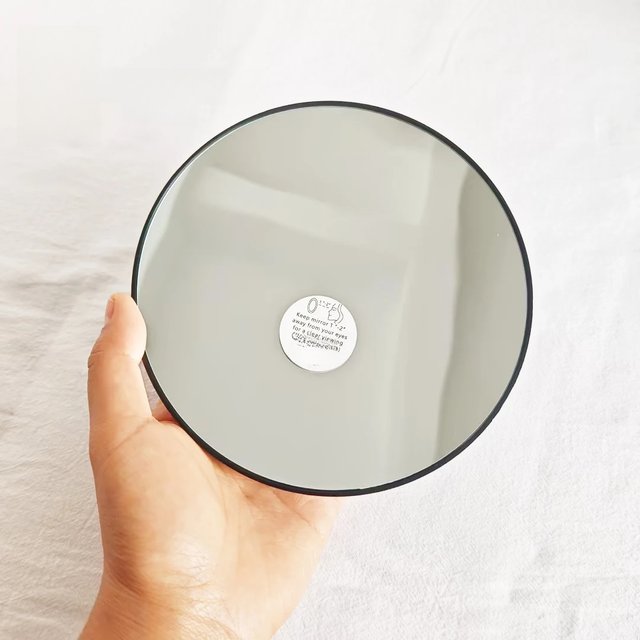 round mirror magnifying 10x 20x 30x with suction cups for makeup black mini 6'' travel type hand magnified cosmetic mirror