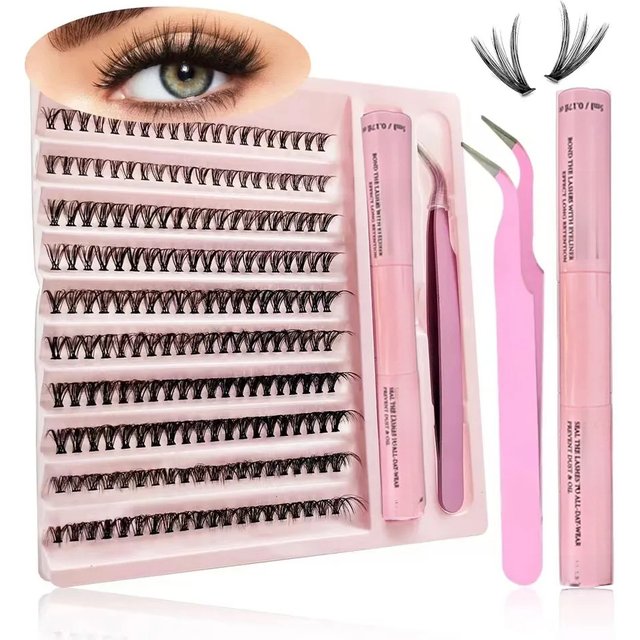 Lashes Clusters Set Extensions Kit Fake eyelashes Mix Lash Clusters with Lash Bond Seal and Lash Applicator Tool Makeup