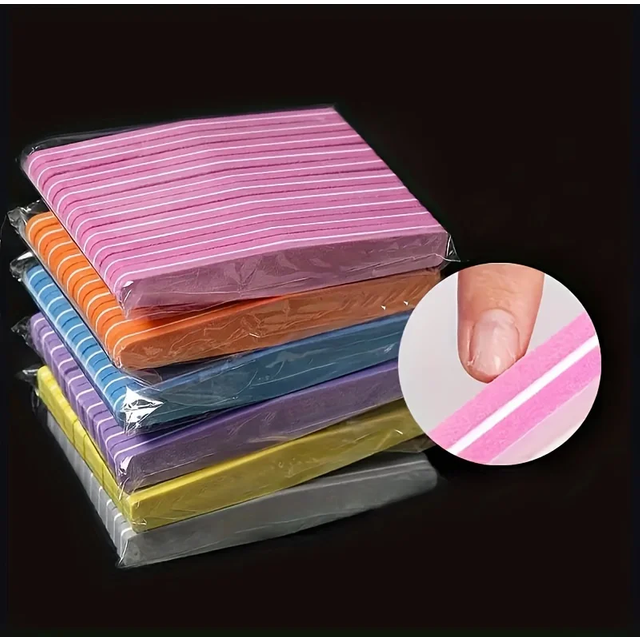 10pcs 100/180 Grit Nail Buffer Block Nail Polishing Files Buffer Sponge Sanding Washable Nail Polish Blocks UV Gel Pedicure