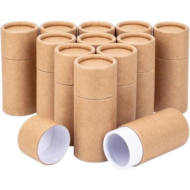 12PCS 30ml BurlyWood Kraft Paperboard Tubes Lipstick Tube Round Paper Containers Cardboard Boxes for Pencils Tea Caddy Coffee