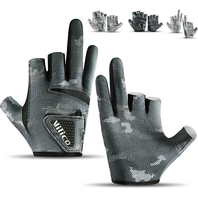 Fishing Gloves for men Summer Fishing Road Sub Sunscreen and Anti Slip Ice Silk Breathable Thin Three Finger Cut Gloves