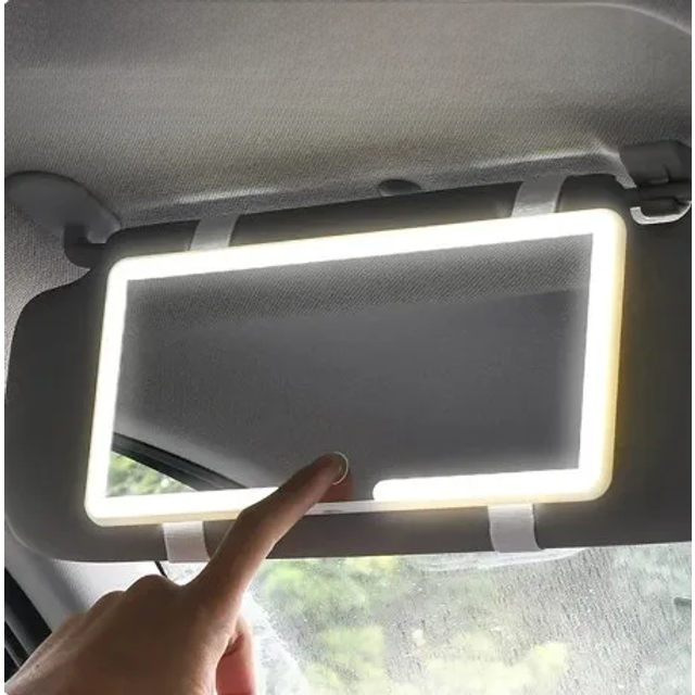 1pc Car LED Makeup Mirror HD Mirror Three Gear Adjustment Sun Visor Plate Interior RearMirror Dimmable Auto Vanity Mirror