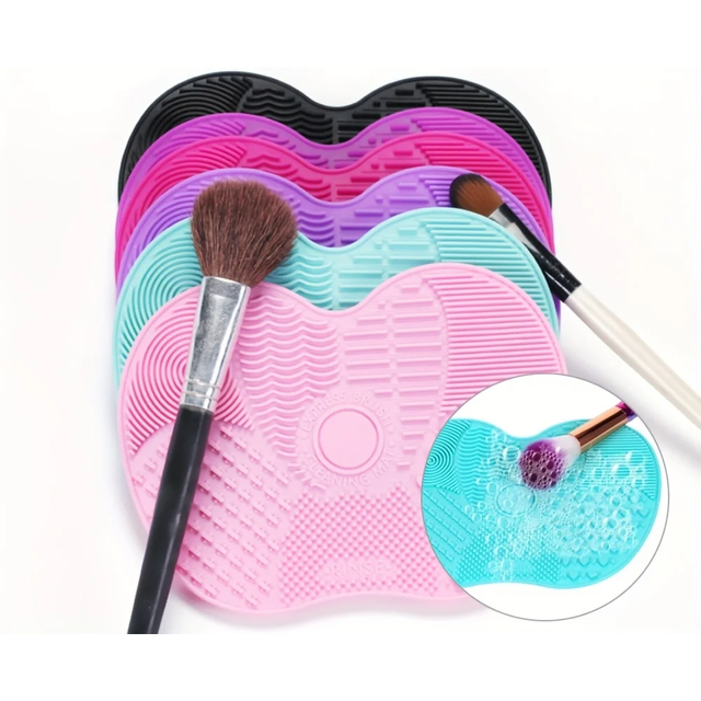 Apple Shaped Silicone Makeup Brush Cleaning Pad-Efficient & Portable & Reusable Makeup Brush Cleaning Mat With Suction Cup