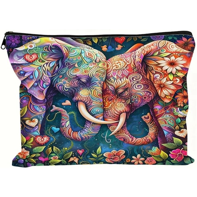 Colorful Elephant Makeup Pencil Case Gift for Girls Stationery Supplies Storage Bags Travel Toiletry Pouch