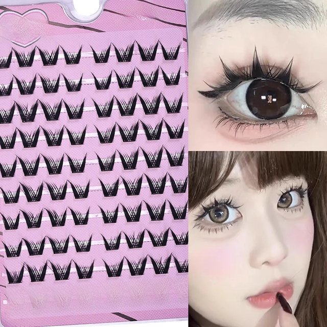 Self Adhesive Glue-free Lash Clusters Natural Eyelash Extension DIY Makeup Individual False Eyelashes Anime Eyelashes